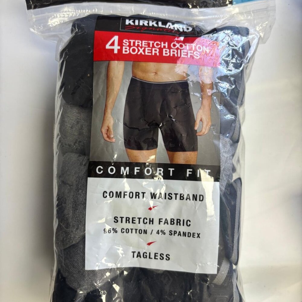 Kirkland Signature Men's Boxer Brief Cotton Underwear 4 Pack Size 3XL 48-50 New